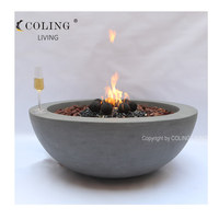 Table de foyer extérieur en béton GFRC de 42'' avec foyer au propane, bol à feu au gaz