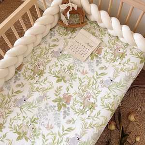 Sábanas de Cuna de Algodón con Estampado de Elefante de Dibujos Animados para Ropa de Cama de Bebé, Sábana de Cuna Orgánica - Product Image 3