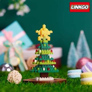 Blocs de construction <span class=keywords><strong>Linkgo</strong></span> assemblés - Micro briques 3D Figurines de Noël (Élan, Père Noël, Bonhomme de neige, Arbre) pour enfants - Product Image 5
