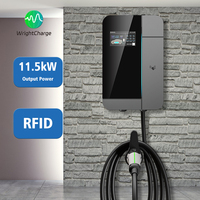 Tipo 1/Tipo 2/GBT/NACS 	 Cargador de Pared para Vehículos Eléctricos de 11.5kW, IP65 Impermeable con Protección IK10 y Contra Rayos, para Uso en Edificios Comerciales