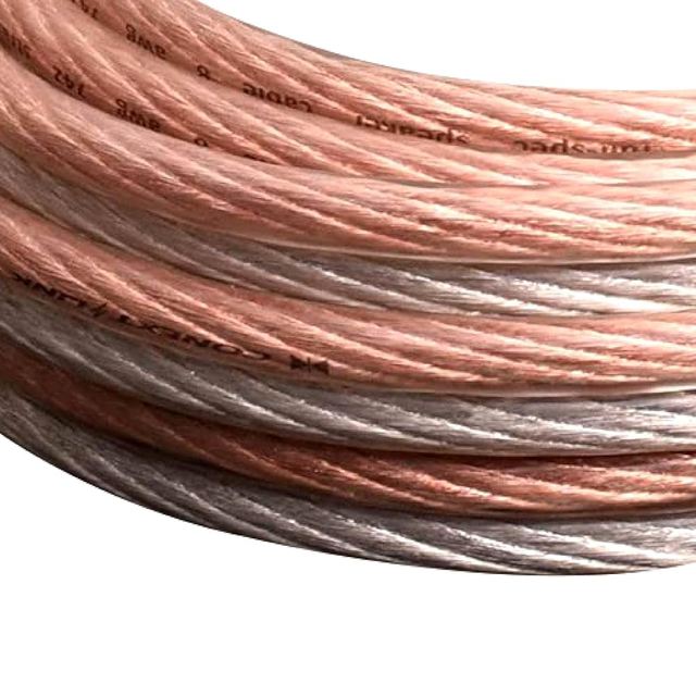 Flexible Clear PVC Sheath Audio Wire 2 Core Gold Silver 16 Gauge Speaker Cable Wire