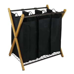 Panier à linge pliable Cestas Sacs et bacs de rangement pour vêtements Cesto De Ropa. Panier <span class=keywords><strong>Landry</strong></span> pliable en bambou avec 3 compartiments - Product Image 2