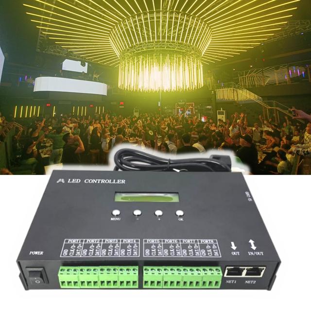 H807SA Metal LED Strip Controller 8x1024 8 Ports 8192 Pixel SPI DMX Artnet Console DMX512 Digital RGB IC Stage Lights
