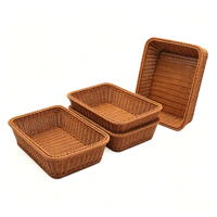 Panier à pain en imitation rotin PP, panier de rangement en plastique tressé pour fruits et légumes, pour boulangerie, supermarché, présentation alimentaire