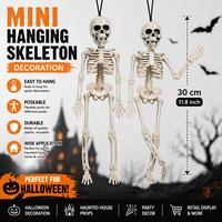 Mini squelette suspendu pour décoration d'Halloween, 30 cm, en plastique, flexible, pour fête, maison hantée