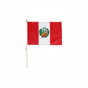 12 \ "X18 \" ธงมือ peru โลโก้ที่กำหนดเอง40 dzcs/cs รถยนต์จอแสดงผลพลาสติกโพลีเอสเตอร์พิมพ์ดิจิตอลสำหรับตัวแทนการท่องเที่ยวยานยนต์ - Product Image 2