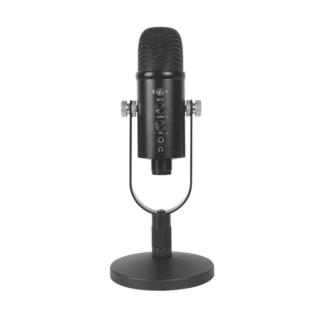 High Quality Black USB Anchor Live Desktop Singing Condenser Microphone for Computer Studio Use (Plastics Material)