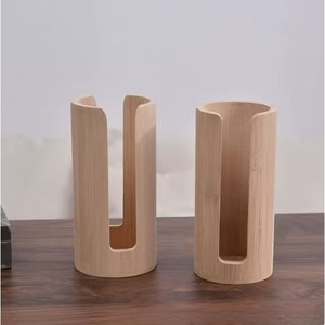Wooden Toilet <b>Paper</b> Holder Circular Solid Wood No Lid Desktop Storage Box Bathroom <b>Kitchen</b> Use - Product Image 1