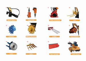 Accessoires de rechange pour mini-pelles : Tamis inclinable plat, Godet de tranchée, Grappin à bois, Pouce hydraulique, Ripper, Tarière, Brise-roche, Kit d'accessoires - Product Image 4
