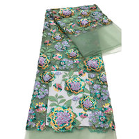 NI.AI Nouveau design Tissu en dentelle de tulle multicolore à sequins et perles, broderie en maille avec perles pour mariage et soirée