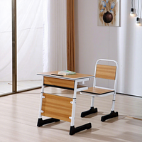 Tables et chaises d'école modernes en bois en gros, mobilier de salle de classe, bureau et chaise scolaire double pour lycée, usage commercial, fabriqué en Chine