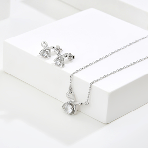 مجموعة مجوهرات لامعة من الكريستال للنساء والفتيات مجوهرات الزفاف للعروس مجموعة أقراط وقلادات من حجر الراين فضي 925 - Product Image 3