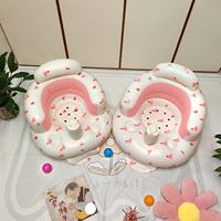 Chaise gonflable pour bébé, imprimé lapin rose, 3 couches anti-retournement, chaise de sol portable pour l'apprentissage des tout-petits, support de bain doux pour l'intérieur