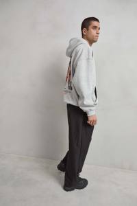 Felpa grigio Heather Oversize Boxy Fit stampa 'SOCIAL CLUB/EMPIRE' colonna greca con cerniera acido lavato XXS 74.5% 23% in poliestere - Product Image 5