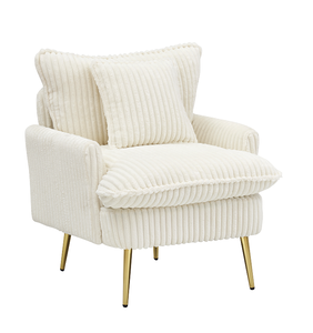 Fauteuil moderne de 30,31 pouces, canapé élégant en tissu velours côtelé beige, doux et confortable, idéal pour la maison, le bureau, la villa, le salon - Product Image 1