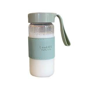 LessLIFE Glass Water Bottle With Strap Heat Resistant Portable Tea Infuser Cup For Travel And Daily Use - Product Image 5