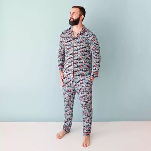 Pijamas de Algodón para Hombre, Conjunto de <span class=keywords><strong>Pijama</strong></span> Holgado de Primavera y Otoño, Doble Capa de Gasa, Crepé de Algodón, Manga Larga - Product Image 5