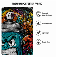 Sac à dos de sport, de voyage et scolaire, grande capacité, anti-vol, imperméable, en polyester recyclé, imprimé en 3D, personnalisé, style graffiti