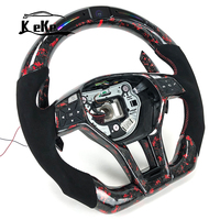 Volant rouge personnalisé en fibre de carbone forgé avec affichage LED et manettes de vitesse pour Mercedes W204 W205 W212 W213 C300 E350 S550