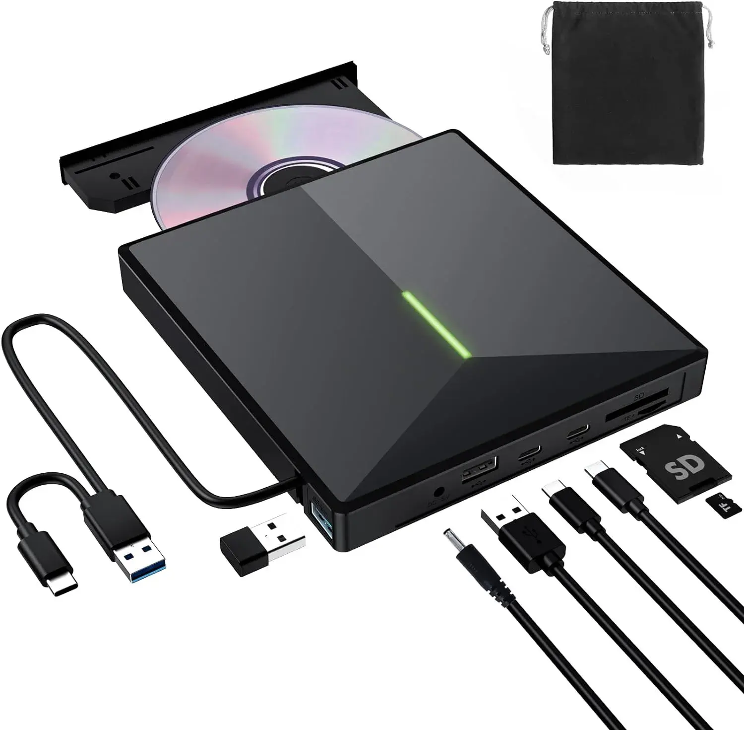 Multifunctional external optical drive USB3.0 type c SD TF card U disk CD/Dvd +/-Rw Drive reader and writer dvd drives