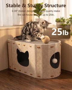 Felt Double-layer Cat House with Integrated Scratching Board Wear-resistant & Non-shedding Pet <b>Bed</b> - Product Image 6