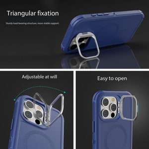 Étui de téléphone portable magnétique de protection contre les chocs Premium 3 couches PC+TPU avec support et dragonne pour <span class=keywords><strong>iPhone</strong></span> <span class=keywords><strong>13</strong></span> 14 15 16 17 Pro Max - Product Image 4