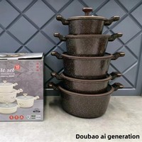 Ensemble de casseroles en aluminium UCC à double poignée, 10 pièces, couvercles en silicone, poêles antiadhésives, compatibles avec les cuisinières à gaz, design luxueux, passe au lave-vaisselle