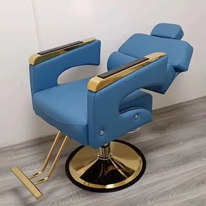Salon Chair and Mirror <b>Set</b> / <b>Barber</b> Shop Chair Hair Salon / Black and Gold Salon Chairs - Product Image 5