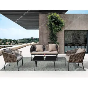 Muebles de jardin ensemble de jardin en rotin osier bon marché meubles en corde patio balcon extérieur ensemble de canapés