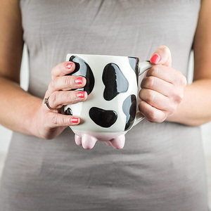 Funny Warehouse <strong>Udderly</strong> Cow Non-Skid <strong>Silicone</strong> Feet Ceramic Milk Mug - Product Image 3