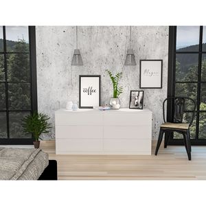 White <b>6</b>-<b>Drawer</b> Rectangle Dresser - Product Image 4