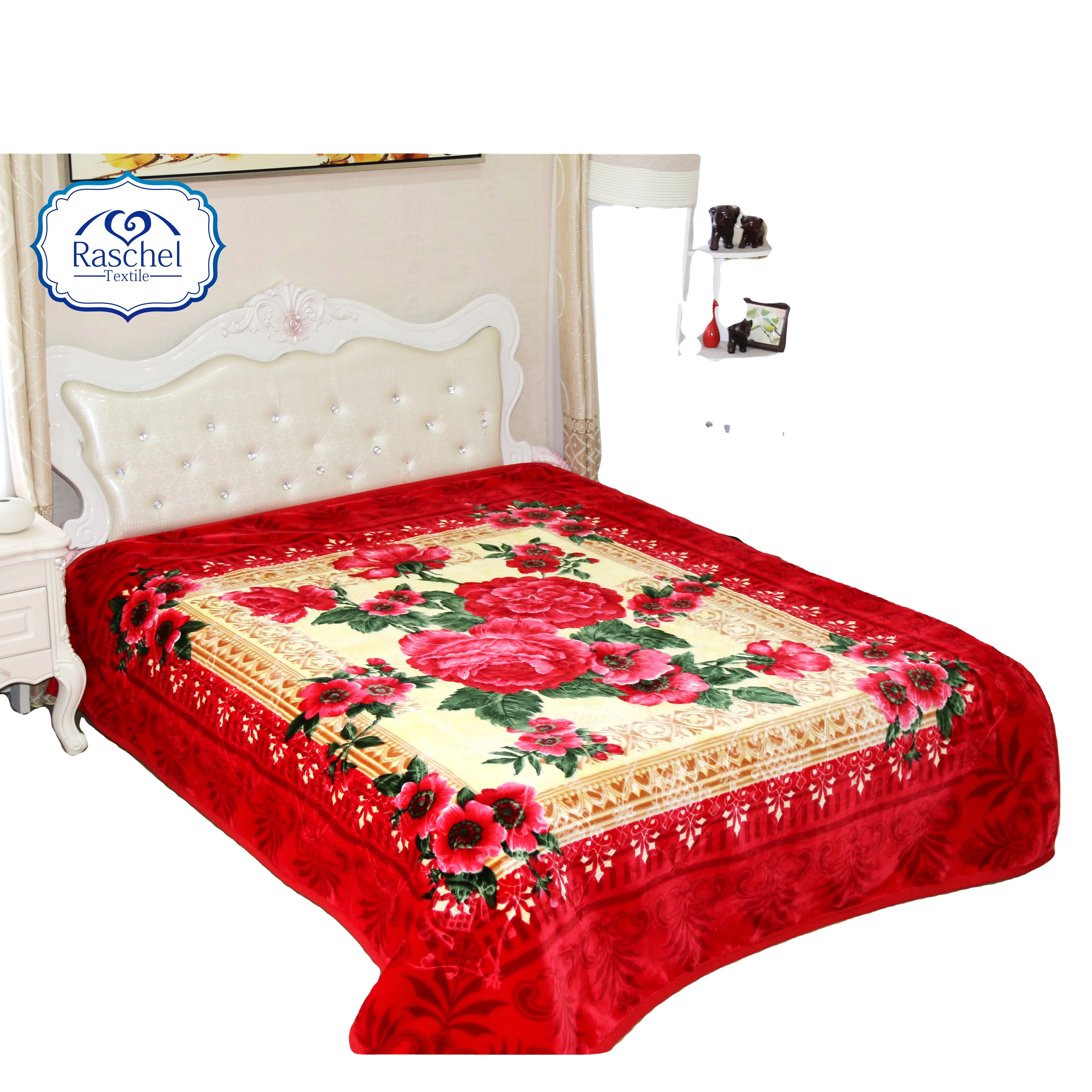 Novo! Cobertor de vison design floral de peru, estilo 1 pacote 4kg profundo 100% cobertor raschel em relevo