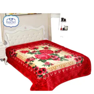 New! Design Mink Blanket Floral Design Turkey Style 1ply 4kg Deep 100% Embossed Raschel Blanket