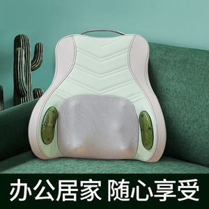 Coussin de massage lombaire avec fonction de pétrissage, de tapotement et de chauffage pour usage domestique, en cuir PU, à brancher. - Product Image 3