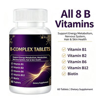 Tablet B-Complex OEM/ODM, 8 Vitamin B Termasuk Biotin, Mendukung Kesehatan Rambut dan Kulit, 60 Tablet