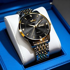 New fashion stainless steel butterfly-fastened men's business casual quartz slim calendar watch - Product Image 1