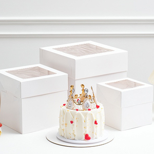 <span class=keywords><strong>8</strong></span> 10 12 inch Hộp Bánh cao với cửa sổ hộp bánh trắng cho bánh nhiều lớp hộp Bánh các tông vuông - Product Image 1