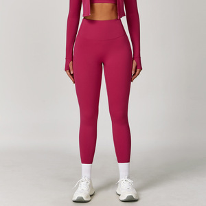 Leggings de <span class=keywords><strong>yoga</strong></span> pour femmes taille haute, effet push-up, longueur cheville, en Spandex/Nylon, couleur unie, infroissables, toucher nuage, séchage rapide - Product Image 1