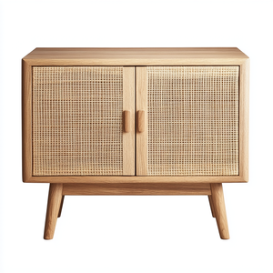 Usine en gros milieu du siècle deux <span class=keywords><strong>portes</strong></span> de canne <span class=keywords><strong>buffet</strong></span> <span class=keywords><strong>buffet</strong></span> armoire latérale en rotin noir pour salon - Product Image 1
