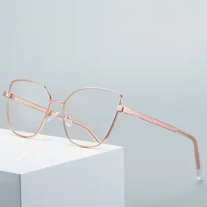 金属製コンピューターゲーミンググラス特大ガラスフレーム光学眼鏡眼鏡眼鏡眼鏡