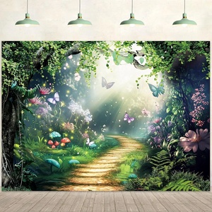 Fondo Fotográfico Personalizable de Camino de Hongos en el Bosque Encantado, Fondo de Cuento de Hadas, <span class=keywords><strong>Banner</strong></span> para Fiesta de Cumpleaños de Niña o Baby Shower - Product Image 1