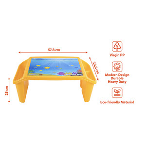 Table d'étude carrée multicolore en PP pour enfants, bureau d'apprentissage pour tout-petits avec compartiments de rangement latéraux, écologique, durable, pour chambre et extérieur - Product Image 1