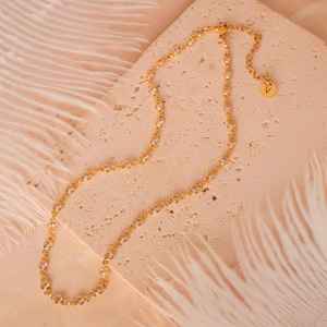 Round Brilliant Moissanite Diamond Link <b>Necklace</b> 925 Sterling Silver Gold Plated Dainty <b>Statement</b> Wedding Engagement Gift - Product Image 1