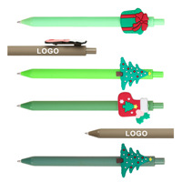 Stylo à bille personnalisable avec clip en acrylique, personnages de dessins animés 3D en PVC Kawaii, logo personnalisé, fonction clic, encre noire/bleue pour