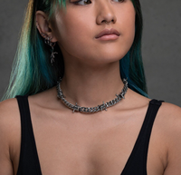 Collier ras du cou en acier inoxydable à maillons cubains style fil barbelé, chaîne épingle punk hip-hop pour hommes et femmes