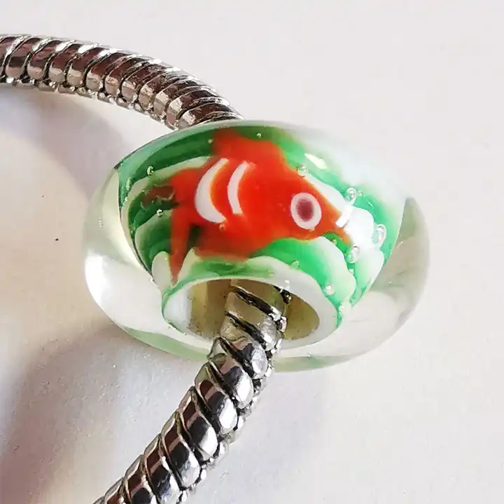 big hole beads murano glass fish