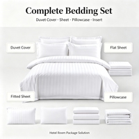 Parure de lit hôtelière 100 % coton, taille King, drap-housse égyptien, ensemble de literie à rayures de 3 cm, ensemble de couette