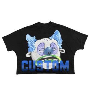 230 Gsm hommes Dtg impression personnalisée Boxy Fit lourd surdimensionné 100% coton haute qualité Streetwear T-Shirt blanc recadrée T-Shirt hommes - Product Image 3