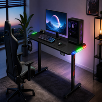Bureau de travail ergonomique AOR, bureau de jeu intelligent à réglage électrique avec mémoire, table de jeu E-sports avec éclairage RGB Armor