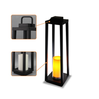 Lanterne menée solaire classique noire imperméable en métal de bougie de brevet de Hanko pour extérieur